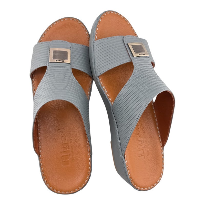 AJYAD Handmade Arabic Sandals For Men | Outdoor Mens Slippers | Everyday Flip Flops Open Toe | Arabic Genuine Shamwa Leather | New Design | Tan Footbed | Comfortable & LightWeight - Image 2